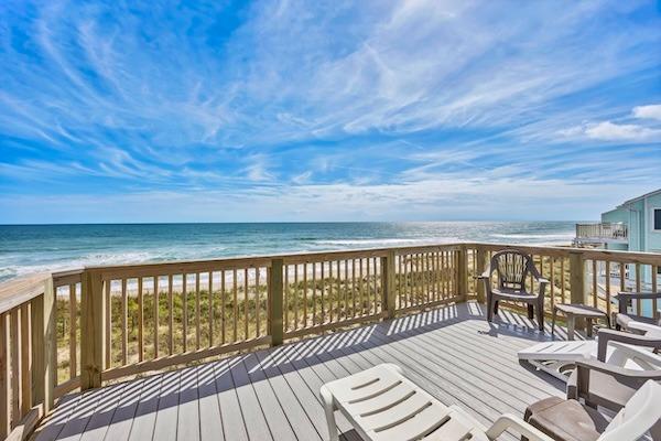 Ocean view from the deck of an NC beach condo rental.